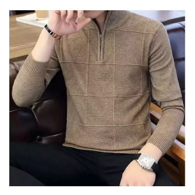 Brown Half Zip Sweater For Men